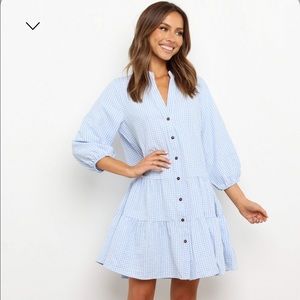 Petal & Pup Blue and White Checkered (Arlose) Dress